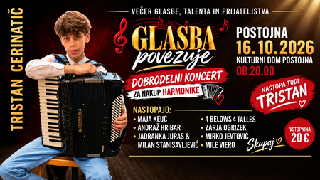 Dobrodelni koncert Tristana Cernatiča za nakup novega profesionalnega instrumenta.